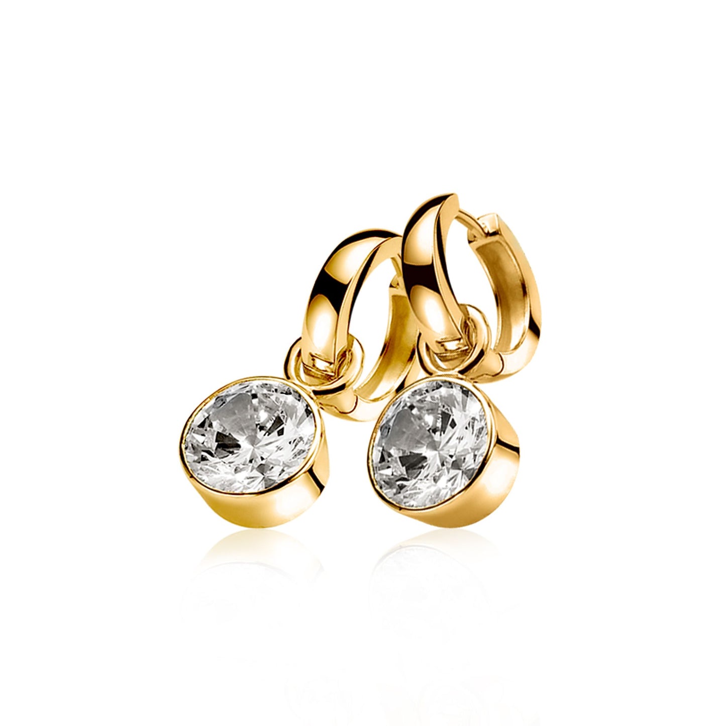 ZINZI CREOOLHANGERS GREEL ROND ZIRCONIA 11MM