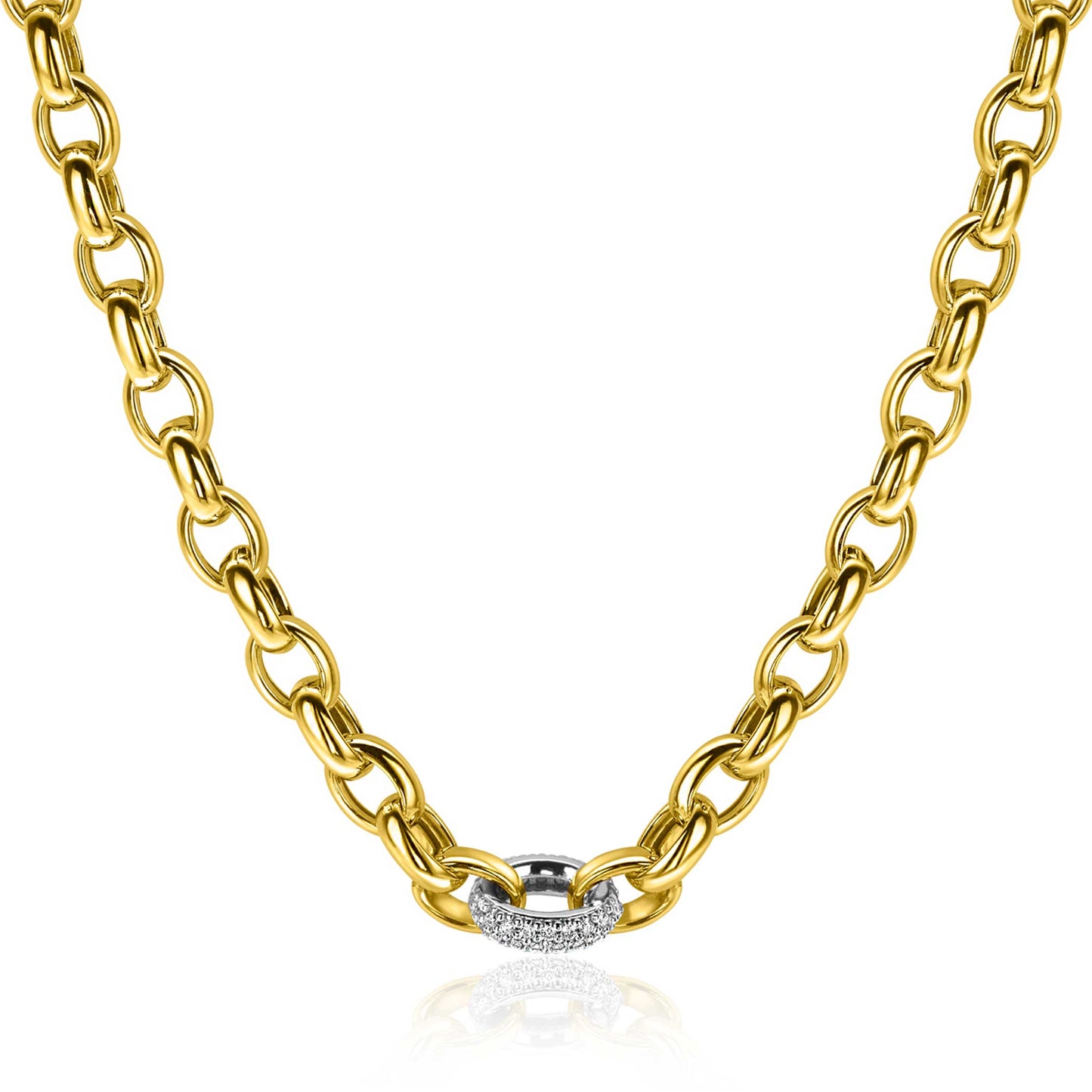 ZINZI COLLIER VERGULD SCHAKEL ZIRCONIA 45 CM ZIC2664