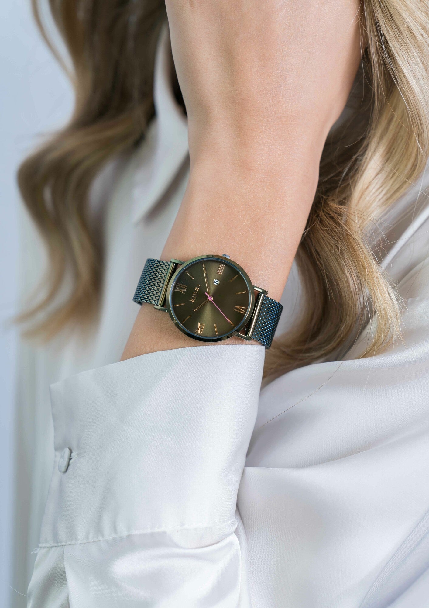 ZINZI Horloge groen staal ZIW544M