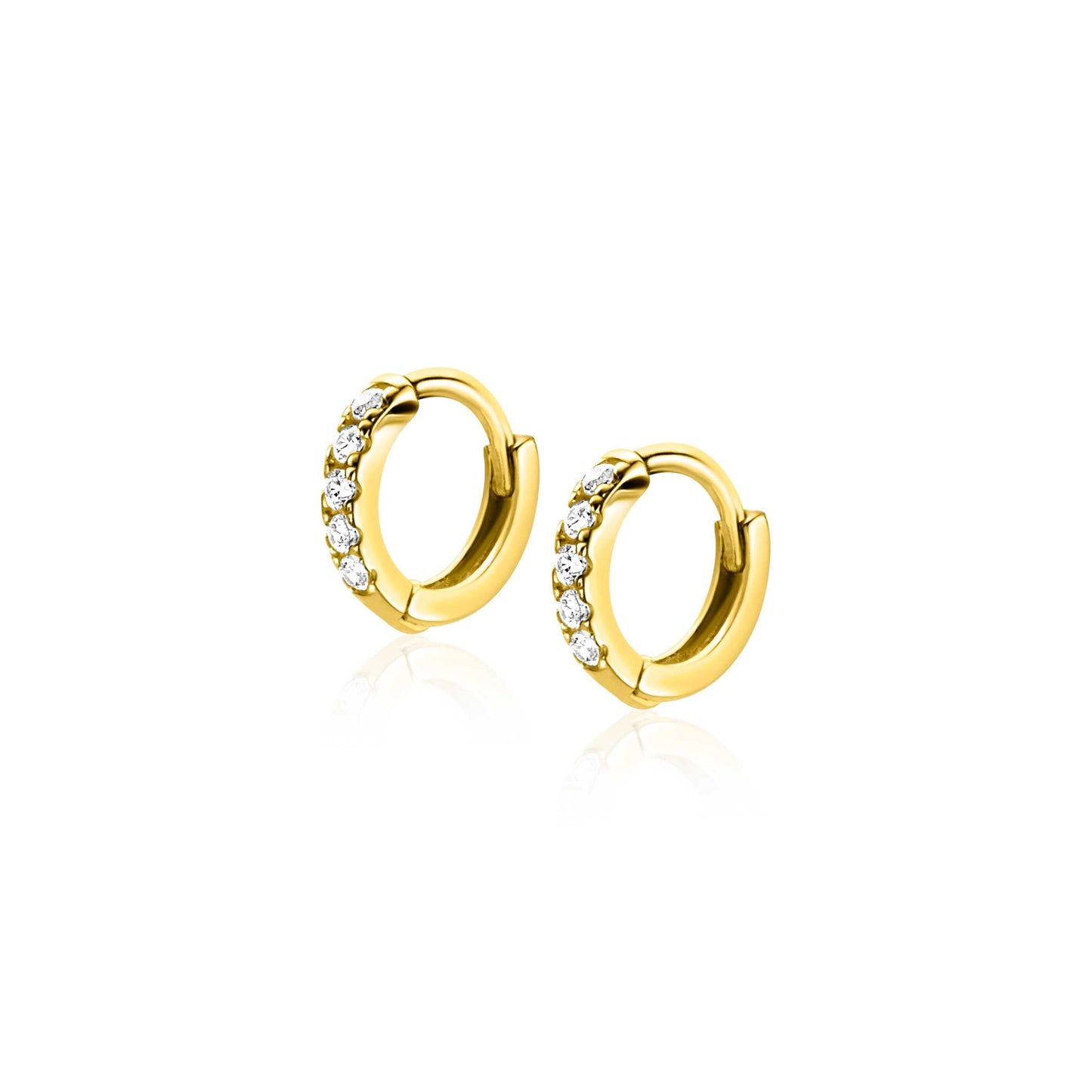 ZINZI GOLD 14KT KLAPCREOLEN MET ZIRCONIA 8.5X1.6MM ZGO467