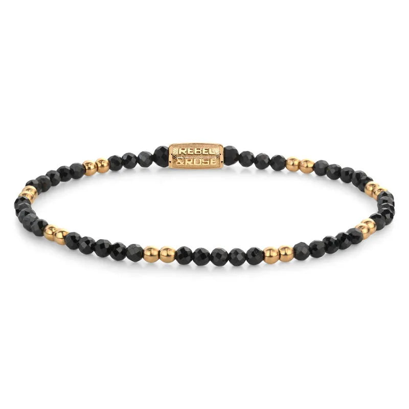 REBEL & ROSE Armband Black & Gold Glam Rocks 3MM L