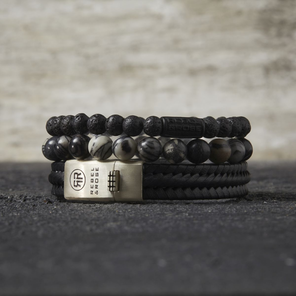 REBEL & ROSE Armband Black Moon All Black 6MM M