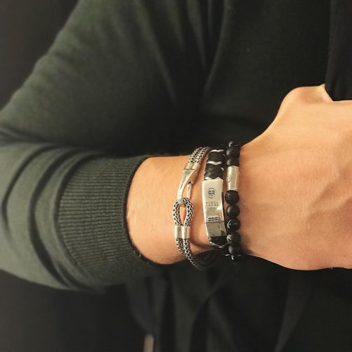 REBEL & ROSE Armband Black Rocks 8MM