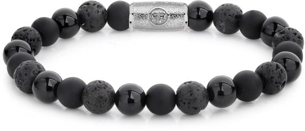 REBEL & ROSE Armband Black Rocks 8MM