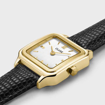 Cluse horloge zwart leer CW11805