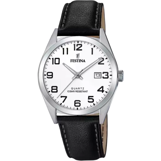 FESTINA HEREN ZWART CLASSICS LEER HORLOGE ARMBAND F20446/3