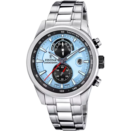 FESTINA HEREN BLAUW TIMELESS CHRONOGRAPH 316L ROESTVRIJ STAAL HORLOGE ARMBAND F20694/2