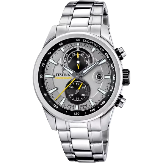 FESTINA HEREN GRIJS TIMELESS CHRONOGRAPH 316L ROESTVRIJ STAAL HORLOGE ARMBAND F20694/4