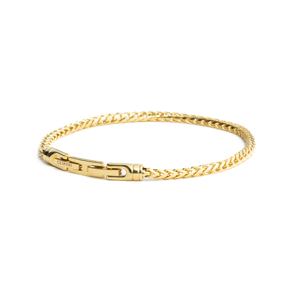 GEMINI 3mm foxtail bracelet in stainless steel with gold-plated finish