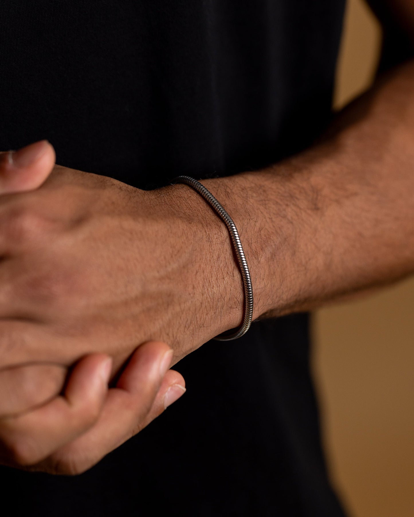 GEMINI 3mm Snake chain bracelet with silver finish