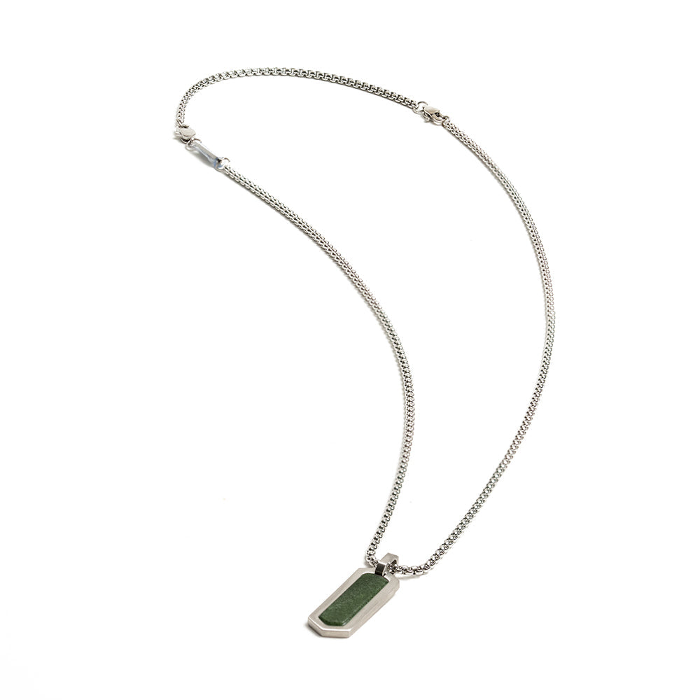 GEMINI Roma Necklace Silver Green Obsidiaan