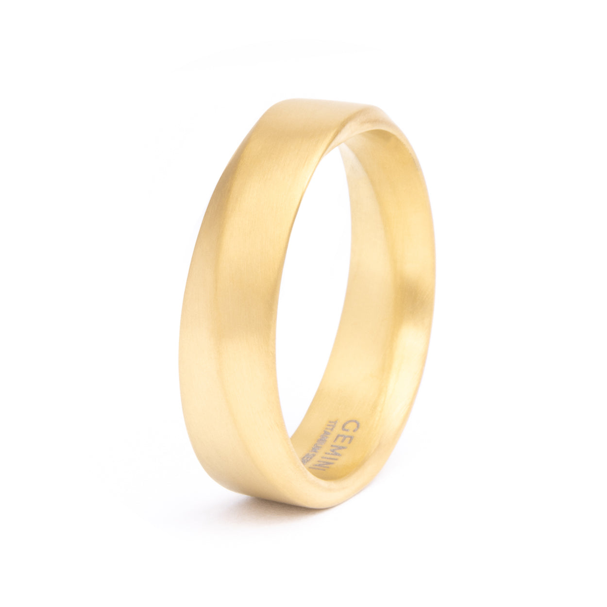 GEMINI Verso 6mm Twisted full Gold-plated Titanium ring