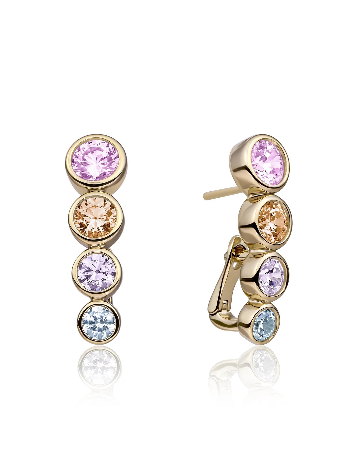 SPARKLING EARRINGS | TUBE PUSH BACK EARRINGS - MULTI CZ