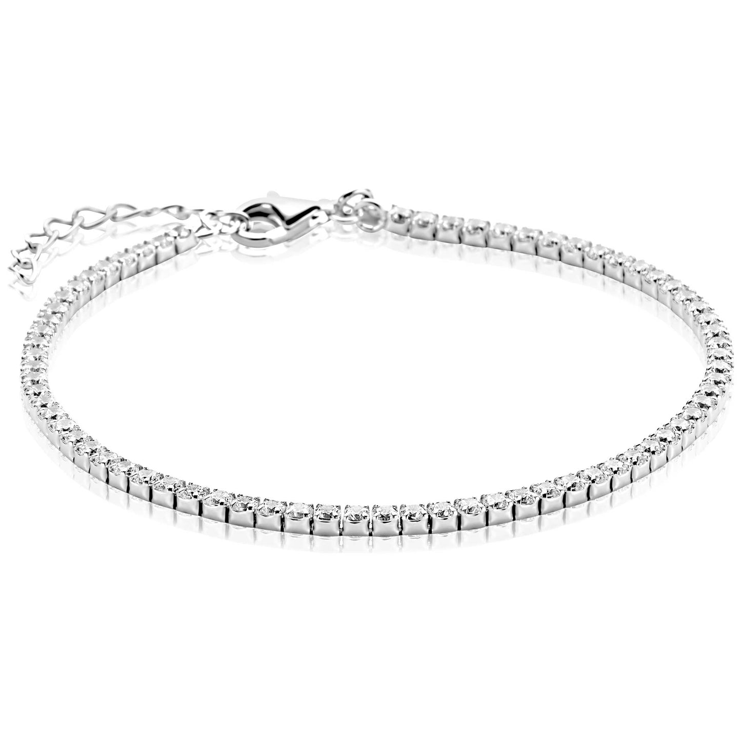 ZINZI zilveren tennis armband 2,3mm breed met rijzetting witte zirconia's