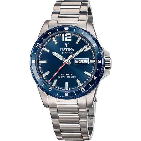 FESTINA HEREN BLAUW TITANIUM HORLOGE ARMBAND F20698/2