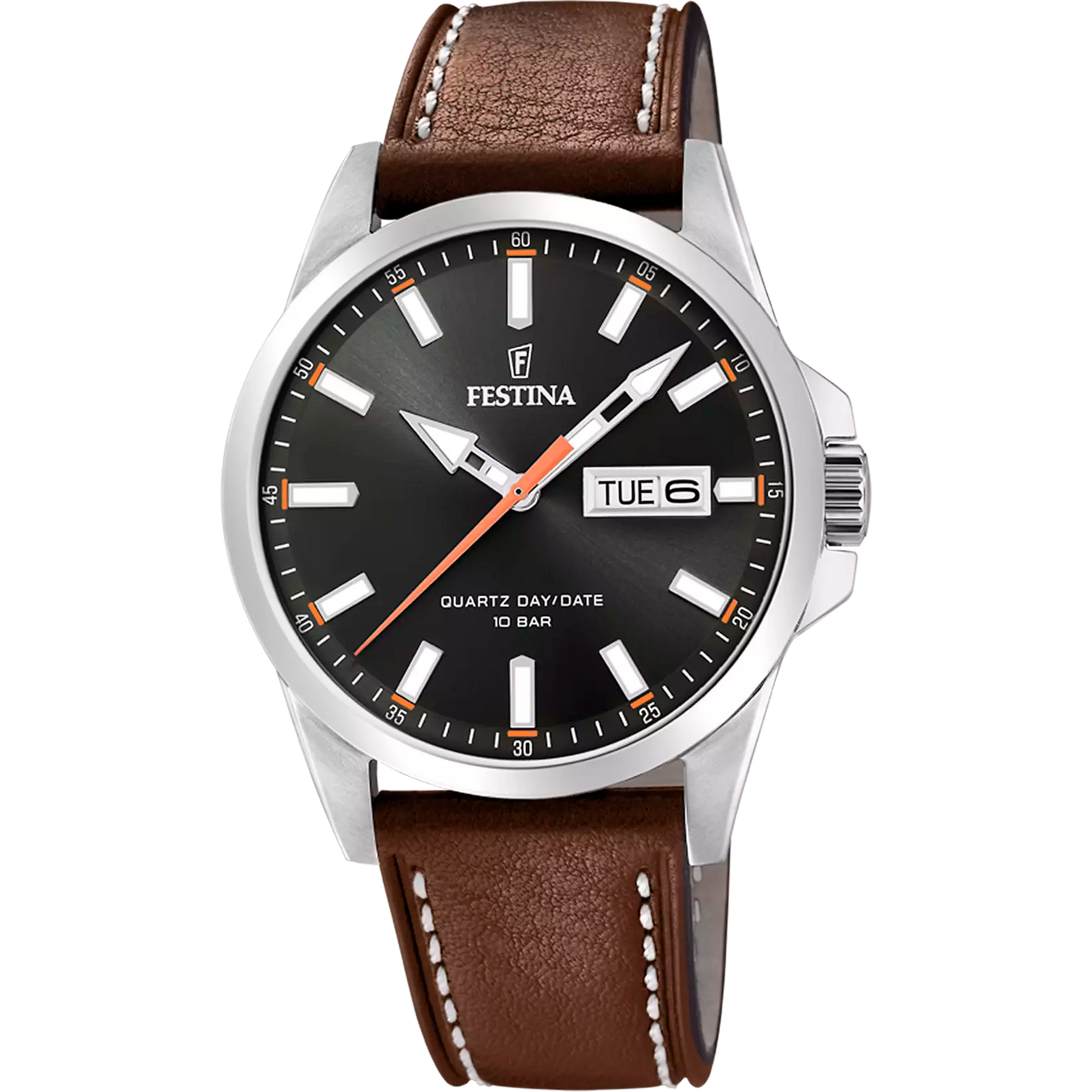 FESTINA CLASSICS F20358/2 ZWARTE LEDEREN BAND HERENHORLOGE