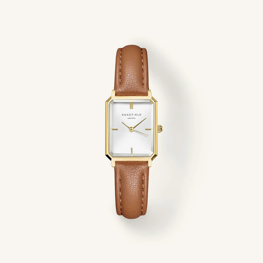 ROSEFIELD HORLOGE GOUDKLEURIG Octagon XS Camel Leather