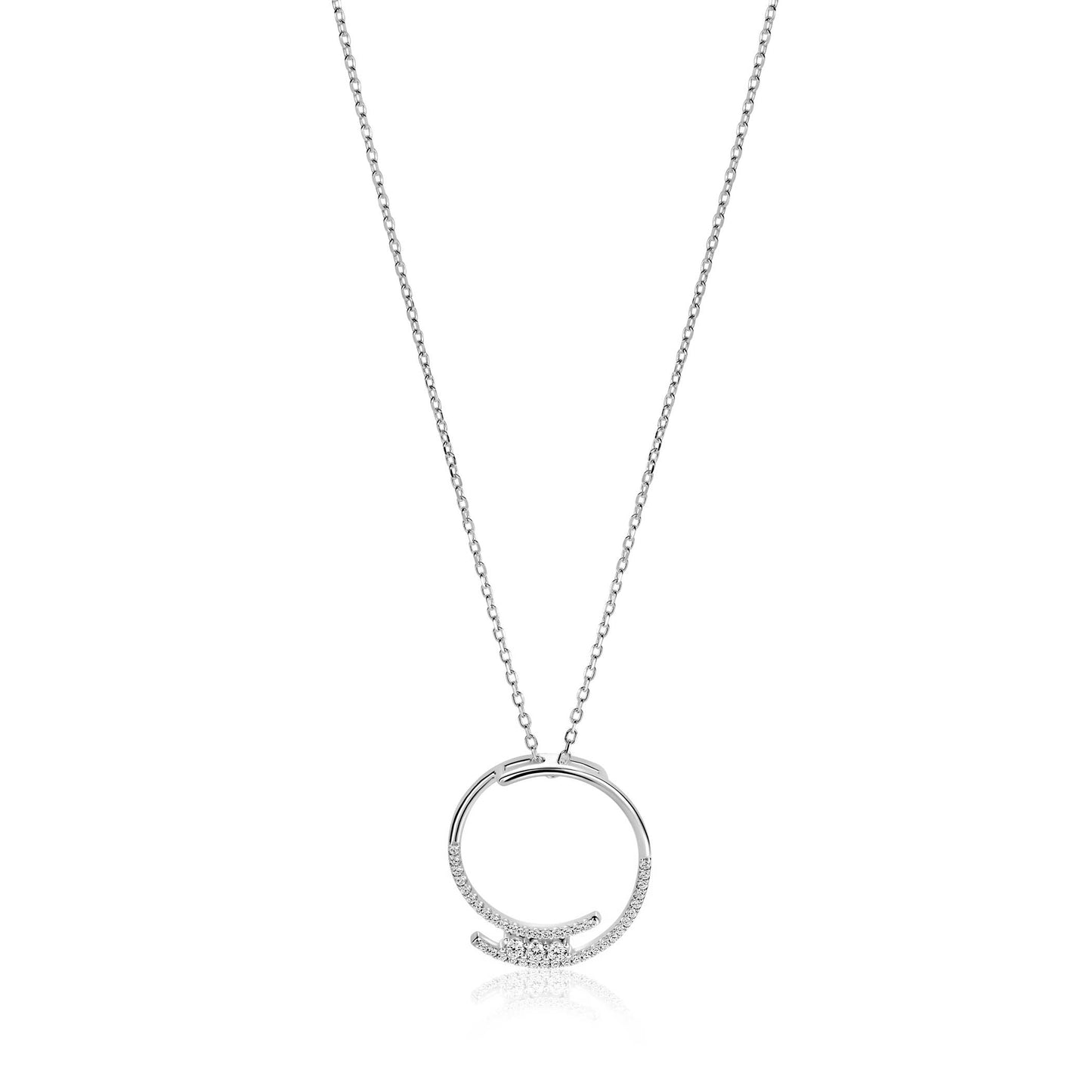 ZINZI KETTING MET HANGER OPEN ROND MET ZIRCONIA’S ZIC2645