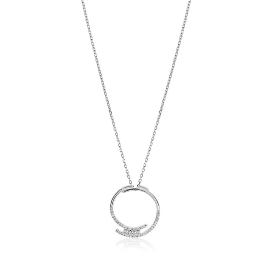 ZINZI KETTING MET HANGER OPEN ROND MET ZIRCONIA’S ZIC2645