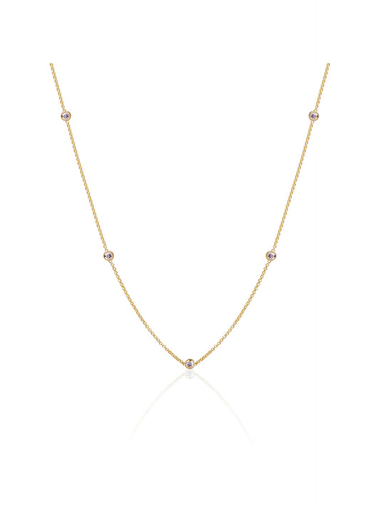 SPARKLING WHITE CZ BEADS ANKERKETTING | GOUDKLEURIG