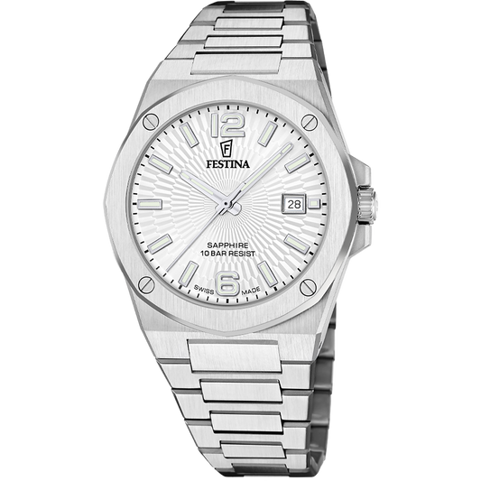 FESTINA HEREN HORLOGE SWISS MADE GRIJS ZILVER VALEE F22000/1