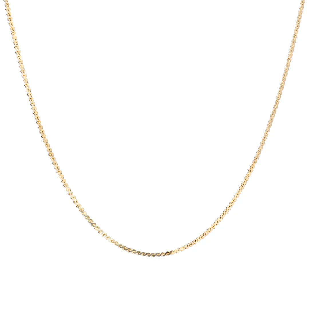 SPARKLING Necklace Serpentine Chain Gold Plated Silver 45CM