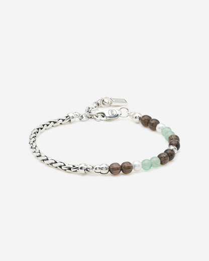 BUDDHA TO BUDDHA SPIRIT BEAD STACKING ARMBAND AVENTURINE SMOKEY QUARTZ ZILVER