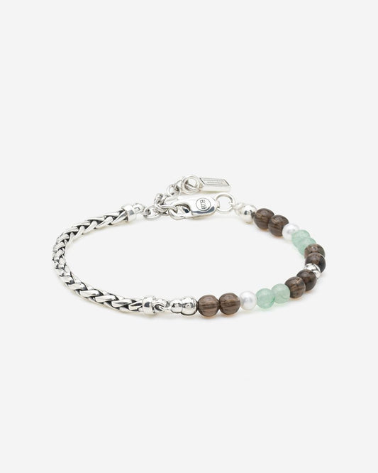 BUDDHA TO BUDDHA SPIRIT BEAD STACKING ARMBAND AVENTURINE SMOKEY QUARTZ ZILVER
