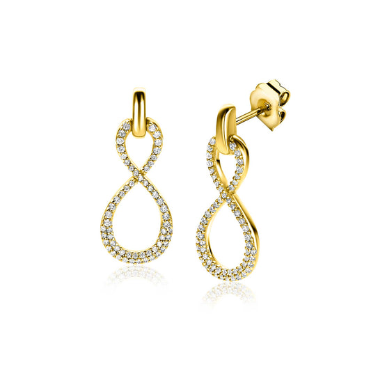 ZINZI OORSTEKERS GOUD VERGULD INFINITY PAVE ZIRCONIA’S ZIO2570Y