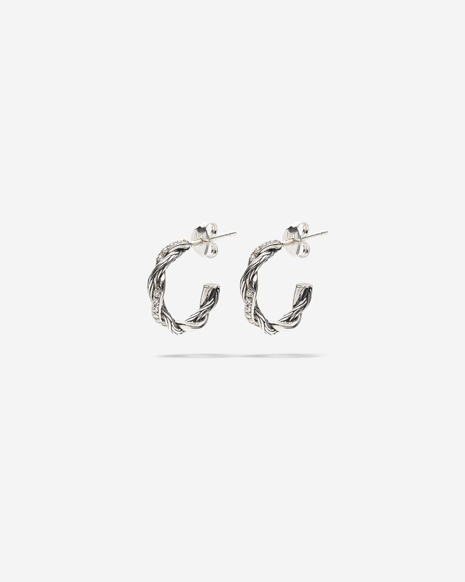 BUDDHA TO BUDDHA HOOP SET KATJA TWIST DIAMANT ZILVER SET
