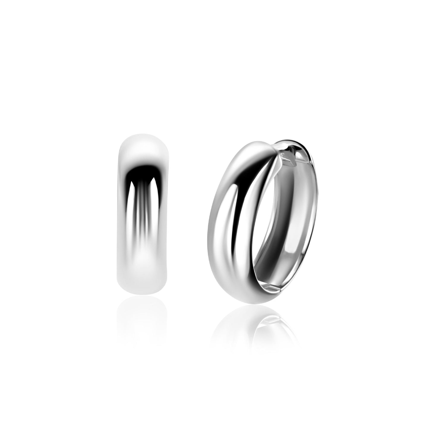 17mm ZINZI zilveren gladde oorringen met brede ronde buis 5mm met luxe klapsluiting