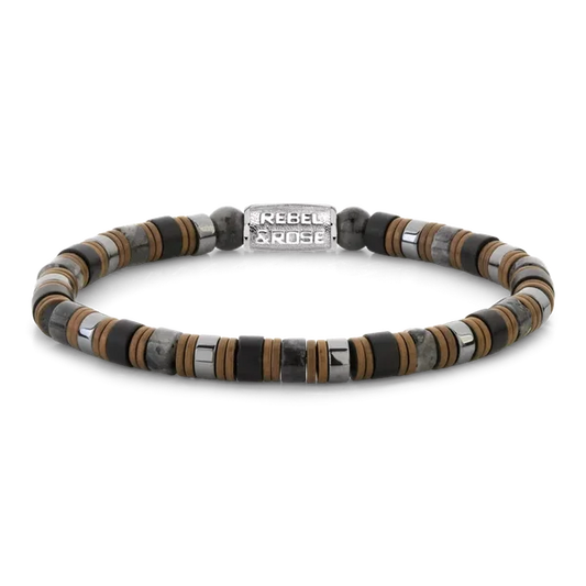 Rebel & Rose Armband Slices Mixed Grey 6mm