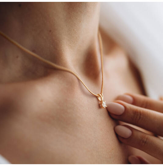 Yara Solitaire Moderne Collier – 9k goud met 0.20 ct lab-grown diamant