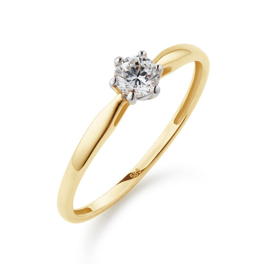 Yara Ring Solitaire Classique – 9k bicolor goud met 0.30 ct lab-grown diamant