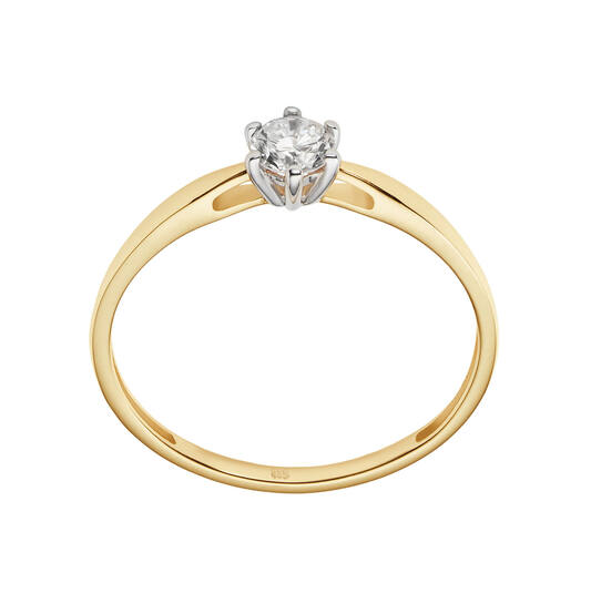 Yara Ring Solitaire Classique – 9k bicolor goud met 0.30 ct lab-grown diamant
