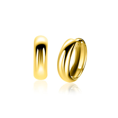 17mm ZINZI goldplated zilveren gladde oorringen met brede ronde buis 5mm met luxe klapsluiting