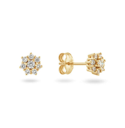 Yara Rosette Oorstekers – 9k goud met 0.25 ct lab-grown diamant