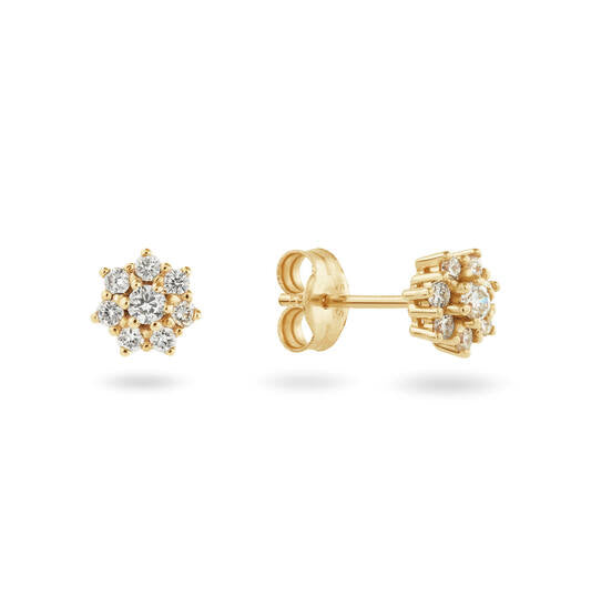 Yara Rosette Oorstekers – 9k goud met 0.25 ct lab-grown diamant