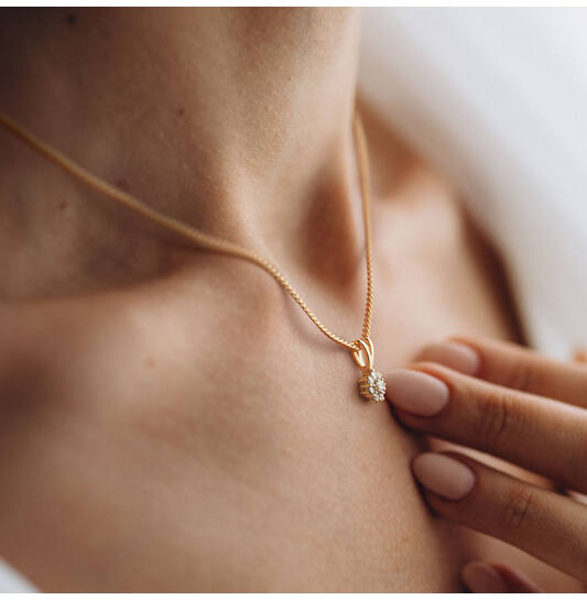 Yara Rosette Collier – 9k goud met 0.13 ct lab-grown diamant