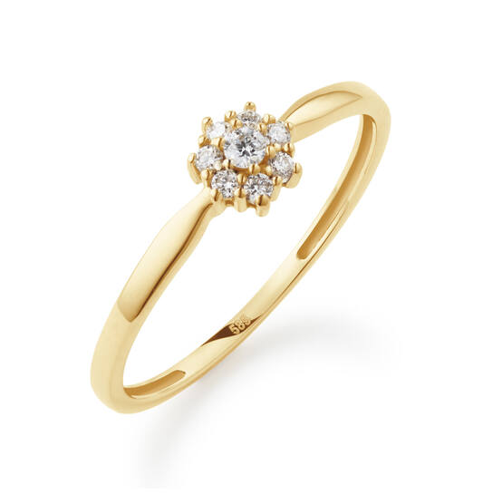 Yara Rosette Ring – 9k goud met 0.09 ct lab-grown diamant