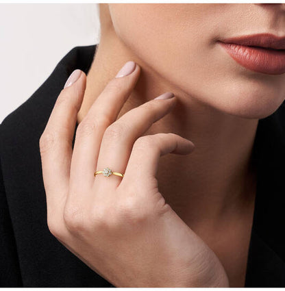 Yara Rosette Ring – 9k goud met 0.09 ct lab-grown diamant