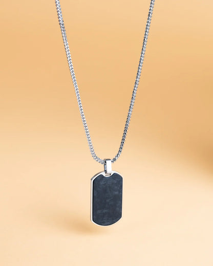 GEMENI ZILVEREN KETTING MET CARBON HANGER
