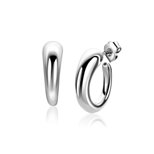 21mm ZINZI zilveren oorringen met een bolle aflopende vorm en met poussette