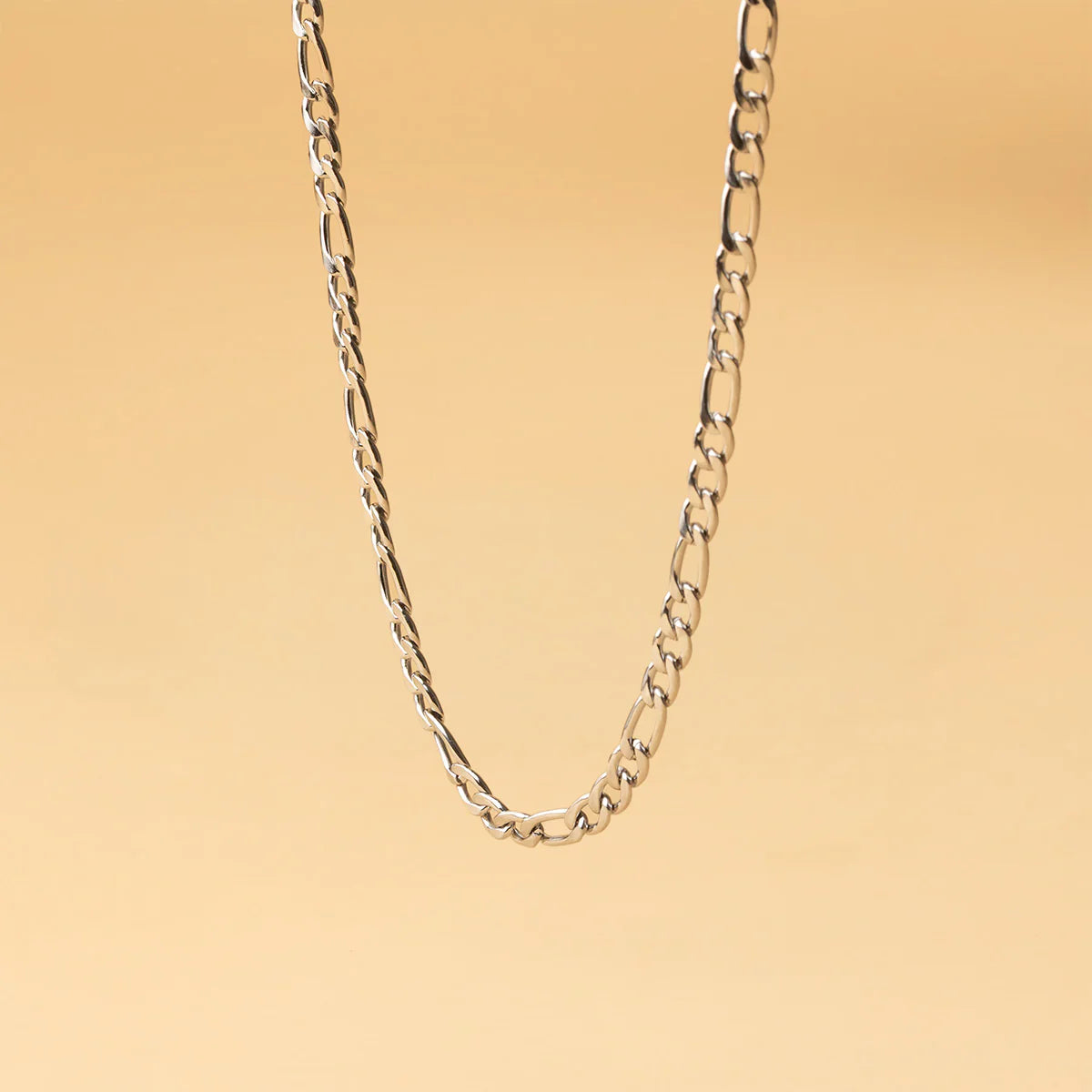 GEMINI Desino 5mm figaro ketting in roestvrij staal met zilveren afwerking