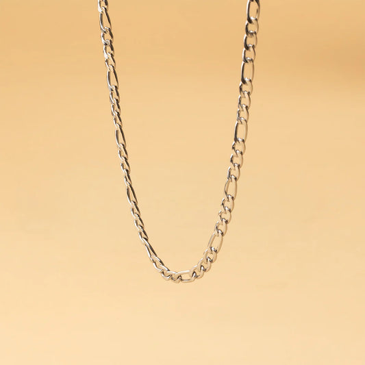 GEMINI Desino 5mm figaro ketting in roestvrij staal met zilveren afwerking