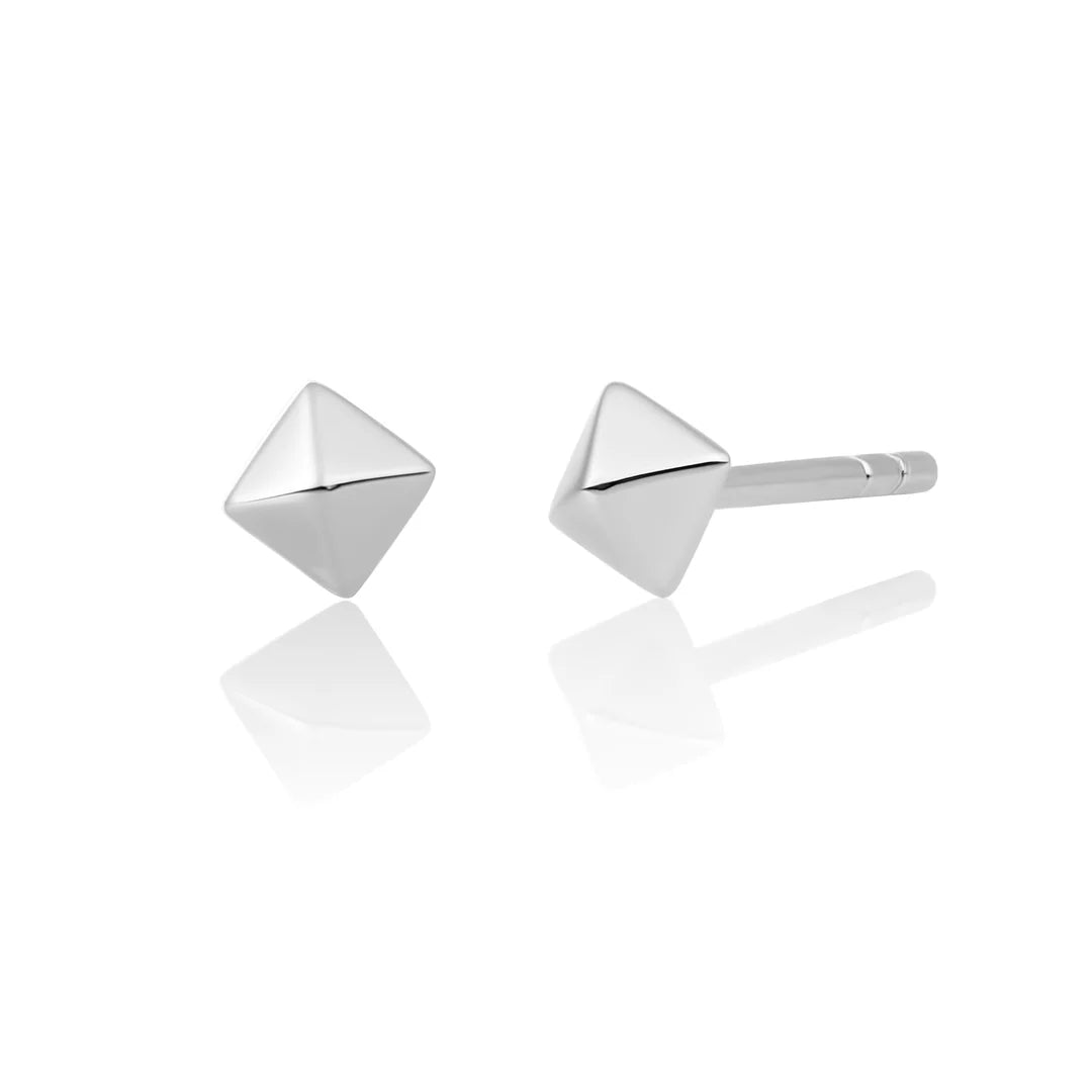 SPARKLING Earrings Edge Pyramid Studs Silver