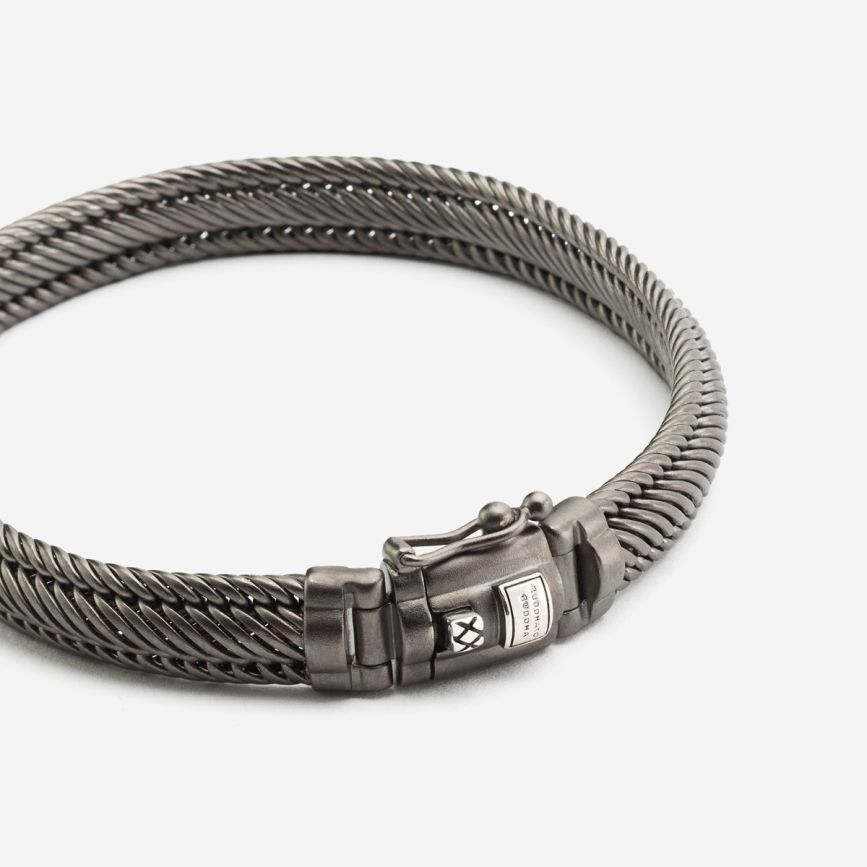 BUDDHA TO BUDDHA EDWIN MINI BLACK RUTHENIUM ZILVER ARMBAND