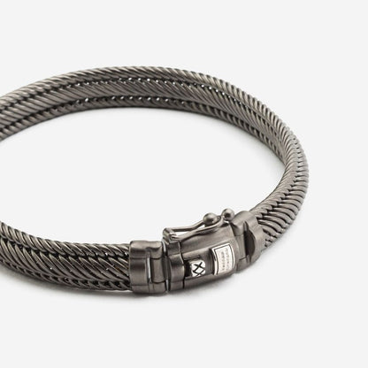 BUDDHA TO BUDDHA EDWIN MINI BLACK RUTHENIUM ZILVER ARMBAND