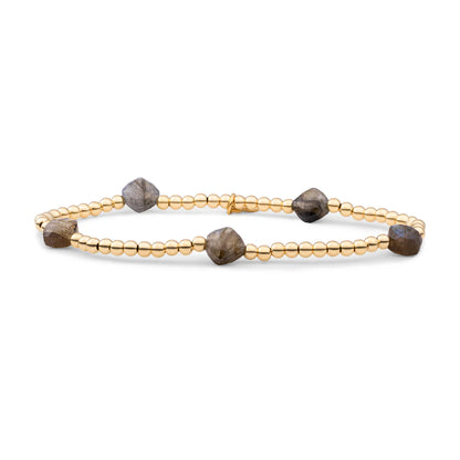 SPARKLING Bracelet Labradorite Cushion Cut Beads - Gold