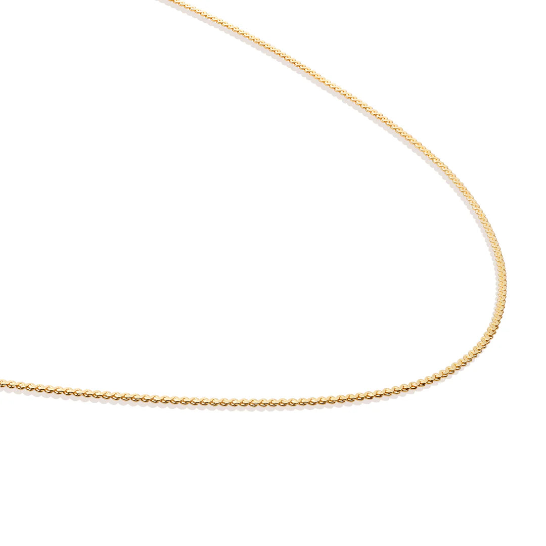 SPARKLING Necklace Serpentine Chain Gold Plated Silver 45CM